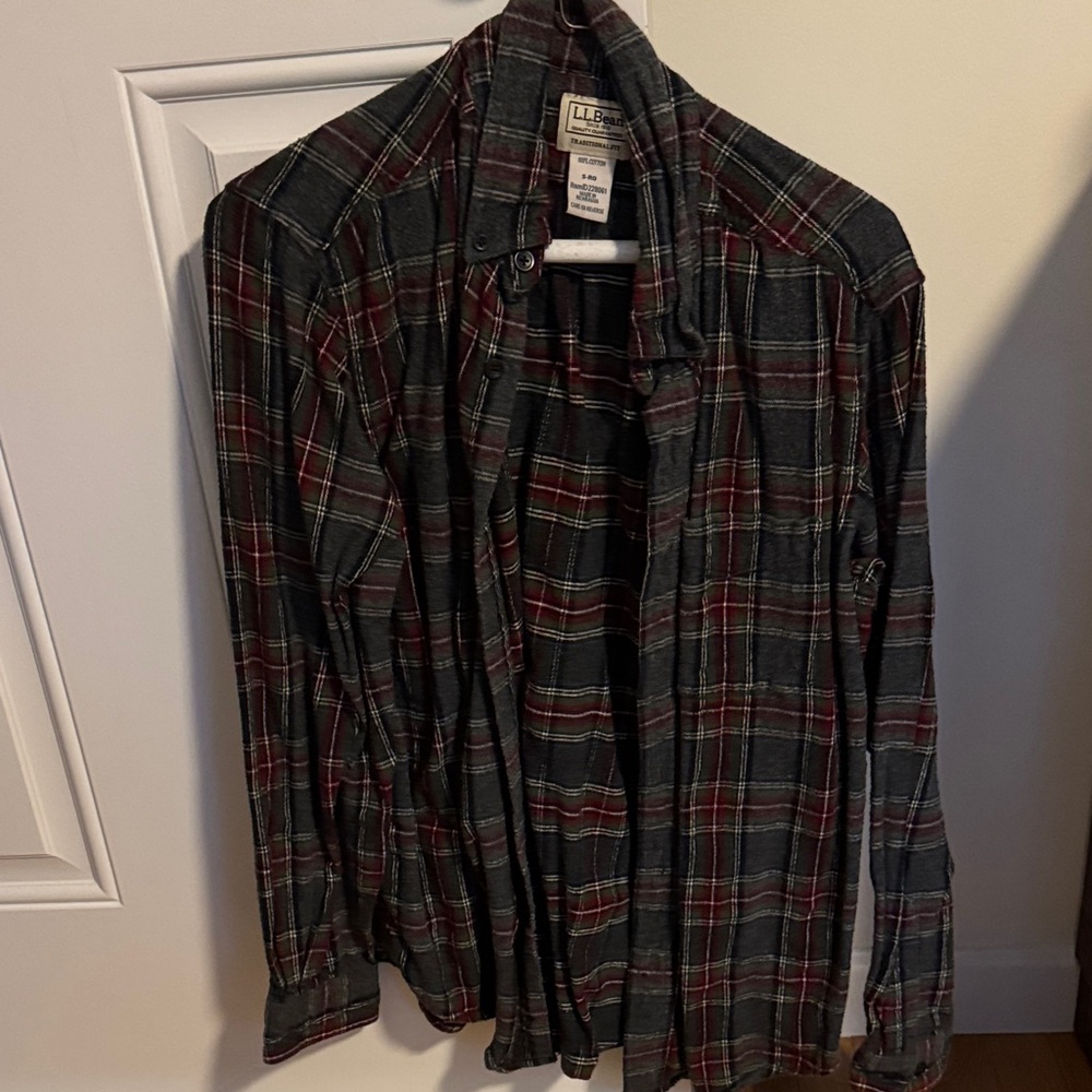 L.L.Bean Men's Green Plaid Button-Up Jacket